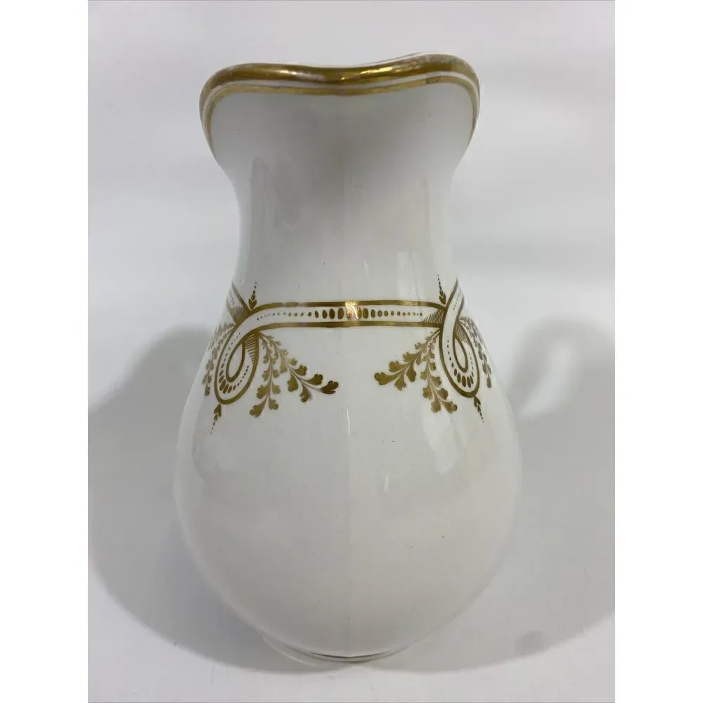 Antique Haviland French White Gilded Painted Pitcher 7.5”‎